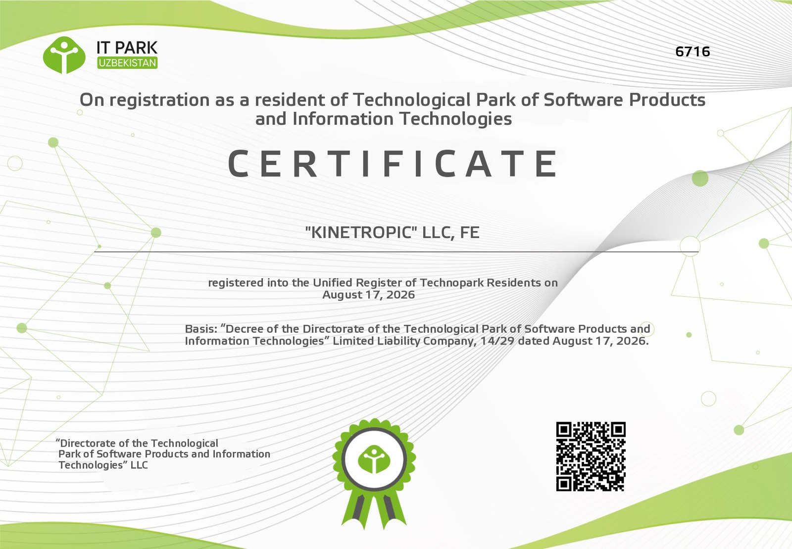 Kinetropic is now a resident of IT Park Uzbekistan
