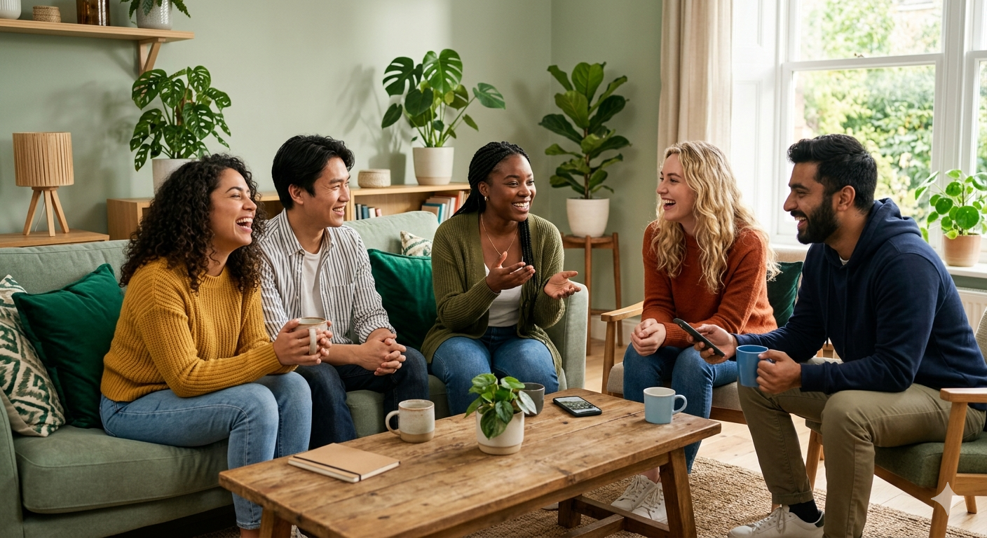 Diverse group of people connecting and learning together